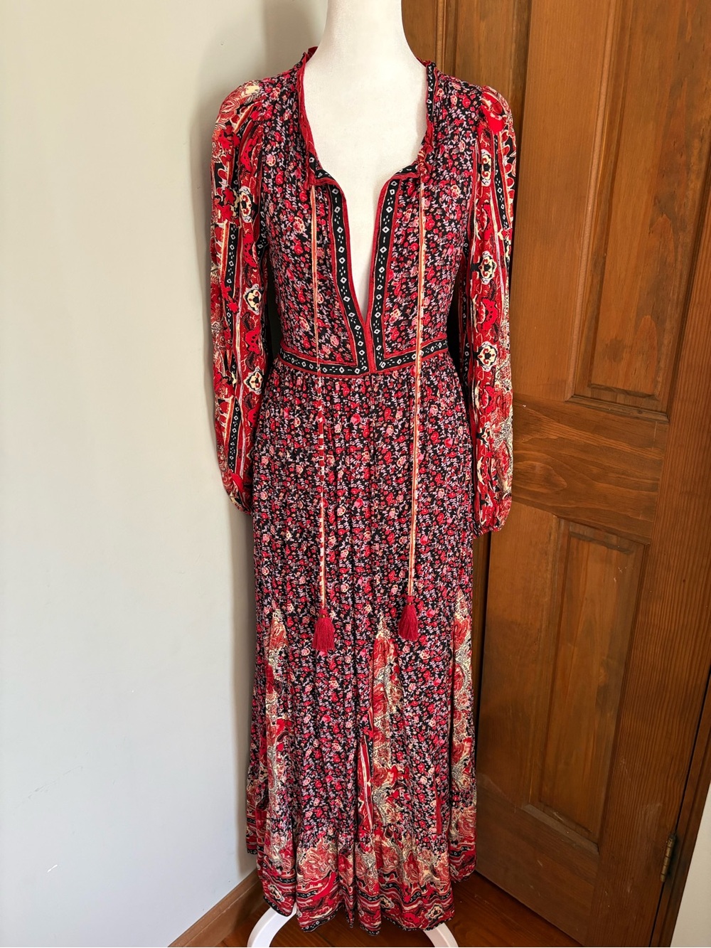 Free People XS Extra Small Women’s Happy Feelings Maxi Dress Peasant Boho Floral